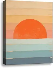 Boho Sun Wall Art, Framed Canvas 11.5"X15", Art