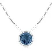 Bezel-Set Round London Blue Topaz Solitaire Pendant