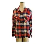 New Women's Red & Blue Lightweight Lumberjack Plaid Shirt Size L