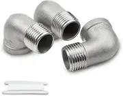 3 Pieces 90 Degree 1/2 Inch Female Thread to 1/2 Inch Male Thread BSP Thread Stainless Steel 304 Elbow Connector Pipe Fitting for Pipe Connection Conversion