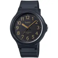 在飛比找momo購物網優惠-【CASIO】簡約指針設計時尚錶-黑x金色數字(MW-240