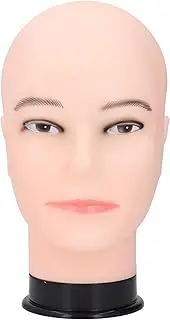 PVC Male Mannequin Head, Bald Mannequin Head, Reusable Bald Manikin Head with Universal Stand Interface, for Make Up and Lash Extention, Cosmetology Mannequin Doll Face Head (PVC)