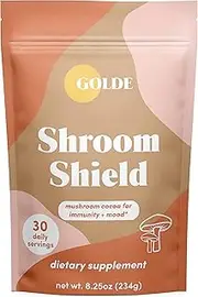Golde Shroom Shield | Superfood with Turkey Tail Mushroom, Reishi Mushroom Extract, Cacao, and Coconut Milk Powder | For Immunity & Stress Defense | 30 Daily Servings (234g)