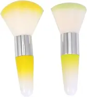 Healeved Nail Dust Remover Kit 2pcs Makeup Brush Set Nail Art Dust Brush Nail Powder Cleaner Nail Polish Remover Yellow Green