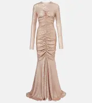 [Norma Kamali] Norma Kamali Ruched sequined gown AU 14 gold