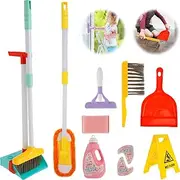 UKQRRTC 13Pcs Kids Cleaning Toy Set, Safe Clean Toy Set, Montessori Kids Housekeeping Toys, Skill Developmental Kids Broom and Mop Set for Toddlers, Girls, Boys