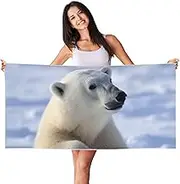 JHLMN Microfiber Sand Free Beach Towel Thin Quick Dry Super Absorbent Large Lightweight Towels Ultra Soft Bath Towels Polar Bear Compact Gym Towel for Adult Travel Camping Gift