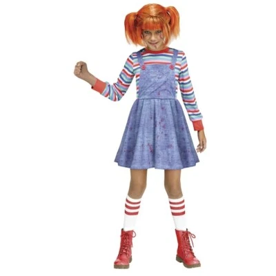 Girls Fun World Striped Doll Halloween Costume 2 Pc Outfit Size M (7-8) NIP