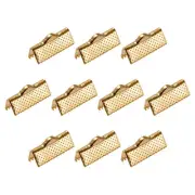 100Pcs Ribbon Crimp Clamp Ends 22mm Cord End Clasp for DIY Craft Light Golden