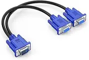 VGA Splitter Cable Dual VGA Monitor Y Cable 1 Male to 2 Female Adapter Converter Video Cable for Screen Duplication - 1 Feet (No Screen Extension) - Only Work for Identical Monitor
