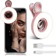 [Hetyre] Macro Lens for iPhone and Android with Mini Clip Ring Light, Portable Rechargeable Dimming, for Smart Phone Photography, Camera Video Recording