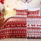 CAROMIO Christmas Duvet Cover Queen, Soft Microfiber Red Duvet Covers, Revers...