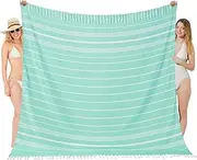 Vikumond Oversized Turkish Beach Towel Blanket XXL Cotton Sandproof Towels Boho Woven Extra Large Big Sand Free Giant Throw Thick Blankets Huge Quilt XL Picnic Camping Cloud for Adult Gifts