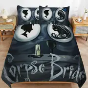 a1676 Corpse Bride Duvet Cover Set, 3 Piece Bedding Set 86x70" Double Sided Printing Decorative Comforter Cover Set (1 Duvet Cover + 2 Pillow Shams)