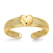 14K Real Solid Yellow Gold Hammered Heart Toe Ring for Summer