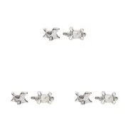 3PK A.FRESCO Porcelain Floating Platypus Garden Pond Decor 14x8cm Silver