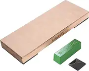 SHARPAL 204N Genuine Leather Strop with 53g / 2 Oz. Polishing Compound and Angle Guide, L 20cm x W 7.5cm Knife Stropping Block for Sharpening and Honing Knives, Straight Razor, Woodcarving Chisels