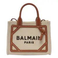 在飛比找蝦皮商城優惠-Balmain 巴爾曼 B-Army 皮革鑲嵌小款帆布購物包
