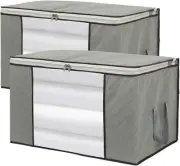 2 Pack Foldable Large Storage Bags 28 x 20 x 12 (L x W x H) Extra Large, Grey