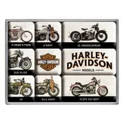 9pc Nostalgic Art Harley-Davidson Model Chart 2.2/4.5cm Magnet Set Fridge Decor
