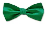 Boy's Kelley Green Solid Satin Pre-Tied Bowtie for Schools - Weddings- NWT