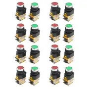 16Pcs 22mm Mount 10A 380V DPST Red Green Momentary Push Button Switch X7P34860