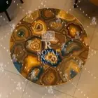 15” Golden Brown Agate Round Side Table | Handmade Natural Agate Luxury Accent
