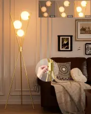 3 Globe Dimmable Tripod Floor Lamp, Mid Century Standing Lamps with 3Pcs 3000...