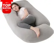 Pregnancy Pillow J Shaped Full Body Support for Back Legs Belly Grey
