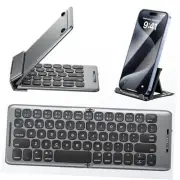 Foldable Bluetooth Keyboard with Stand Holder, Rechargeable Ultra Slim Folding
