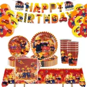 Fireman Fire Truck Theme Party Tableware | Party Plates Cups Napkins Tablecloth