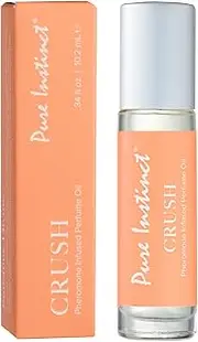 Pure Instinct CRUSH The Original Pheromone Infused Essential Oil Perfume Cologne - For Her Women - TSA Ready (Roll On Bottle 0.34 Fl. Oz./10.2mL)