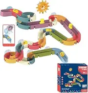 Baby Bath Toys, 48 Pcs Water Slide With Wind-Up Duck, Track Toy and Balls for Kids' Bathtub Wall - for 3 4 5 6 Year Olds Boys Girls