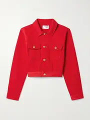 [FRAME] FRAME - + Carolina Herrera Cropped Denim Jacket - Red - medium medium Red