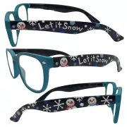 Christmas Reading Glasses 1.75, Handpainted Eyeglasses, Snowman, Let it Snow