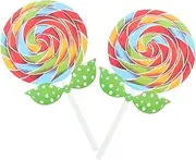 BESPORTBLE 2pcs Large Simulation Lollipop Props Decorative Candy Ornaments for Outdoor Events Kindergarten Dance Performances Durable and Safe Random Handle Design