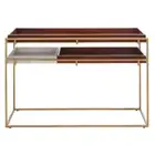 SAFAVIEH Akari 16 in. Brown/White Marble/Gold Rectangle Metal Console Table