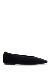 [TOTEME] TOTEME black velvet ballerinas made from recycled polyester with elastic trim 36 Black