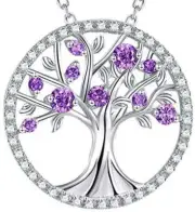 Tree of Life February Birthstone Necklaces 925 Sterling Silver Christmas Gifts