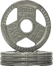 Fitvids Olympic Cast Iron 2-Inch Weight Plate for Strength Training & Weightlifting, Multiple Weights Available, 5LB (Set of 4)