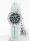 Guess Women's Shimmer Blue Leather Crystal Accented Leopard Print 26mm Watch