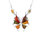 Lithuanian Amber Butterfly Statement Necklace in 925 Sterling Silver
