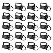 60Pcs 26mm Key Fob Hardware with Keychain Ring for Webbing Black