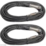 NEW 2PACK 15 ft foot 3-pin XLR Female to 1/4" TRS Plug Microphone Mic Cable Cord