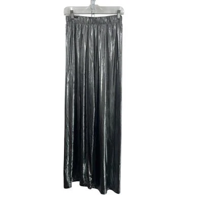 American Apparel Metallic Gunmetal Silver Women's Harem Pants S Polyester NWT
