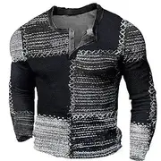 Men's Graphic Color Block Henley Shirt Waffle T Shirt Long Sleeve 3D Print Fashion Designer Casual Sports Outdoor Holiday Festival Spring Fall Blue Brown Gre