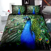 3D Blue Peacock 340 Bed Pillowcases Quilt King Size