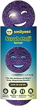 The Original Scrub Moji Scrubbing Sponge by Smilyeez (Set of 3) - Purple - Temperature-Responsive Polymer Foam, Stain and Odor Resistant, Ideal for Kitchen and Bathroom Cleaning