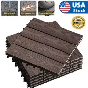 11PCS 12x12'' Patio Deck Tiles Interlocking Wooden Snap Flooring Tiles Outdoor A