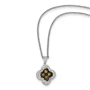 Sterling Silver Champagne Diamond Square Pendant